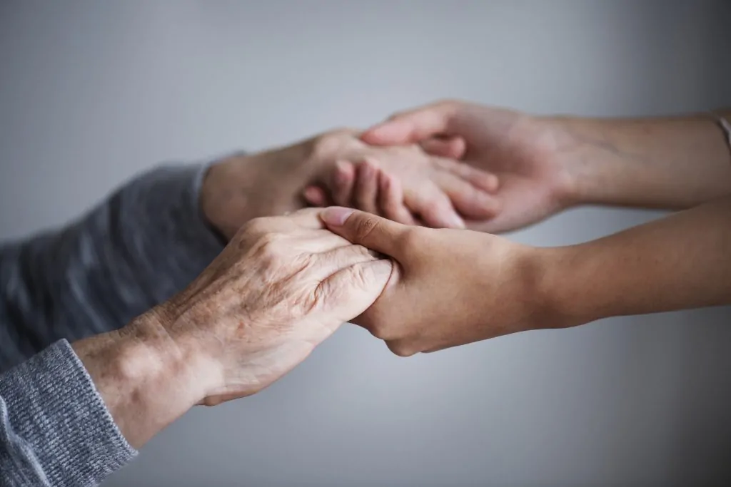 closeup support hands